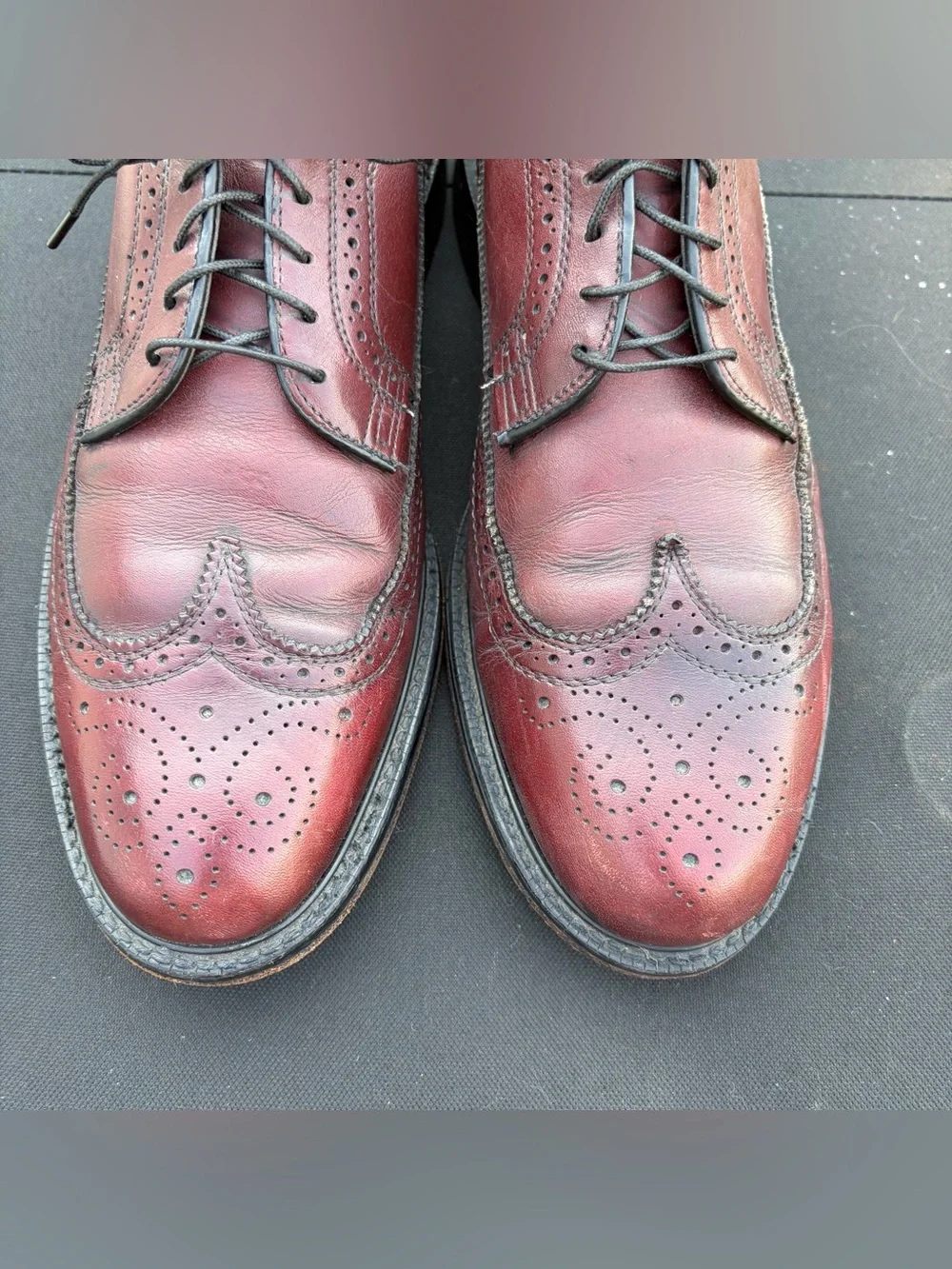 Vintage 1990 Bostonian Men's 10 D Burgundy Leather Wingtip Oxford Shoes USA